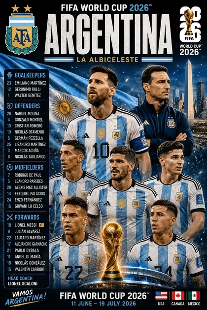 Argentina FIFA World Cup 2026 team poster