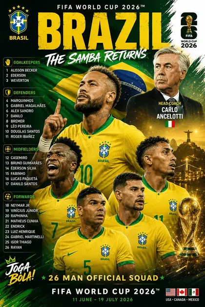Brazil FIFA World Cup 2026 team poster