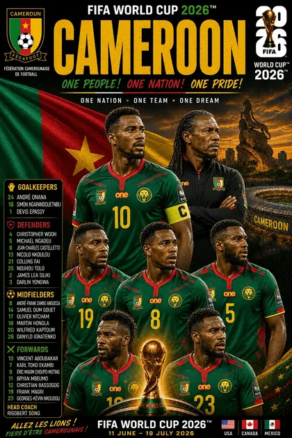 Cameroon FIFA World Cup 2026 team poster