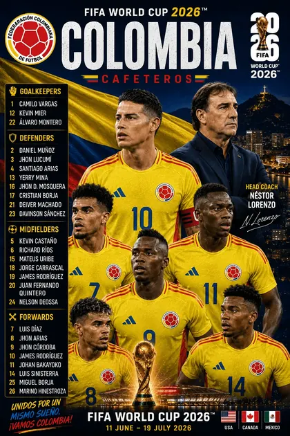 Colombia FIFA World Cup 2026 team poster