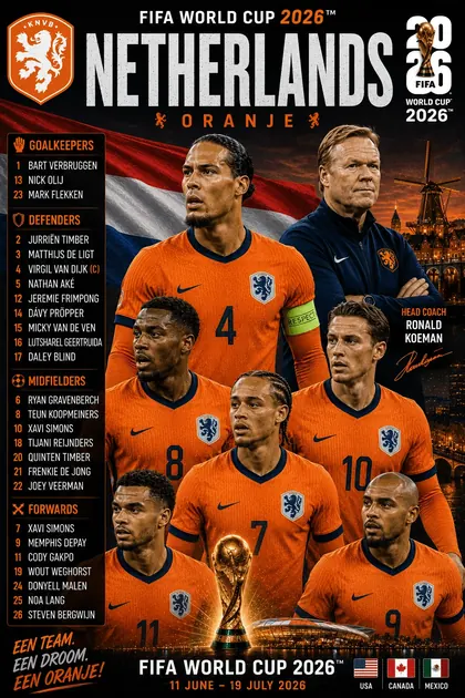 Netherlands FIFA World Cup 2026 team poster
