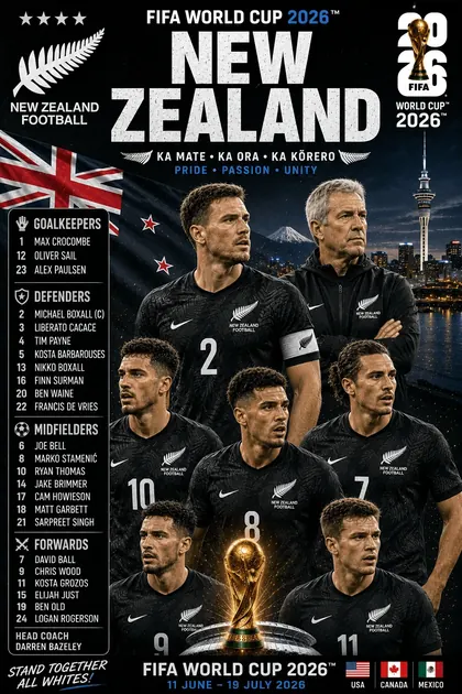 New Zealand FIFA World Cup 2026 team poster