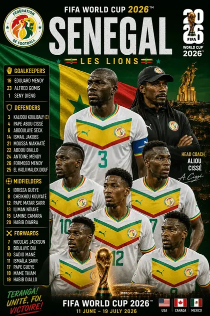 Senegal FIFA World Cup 2026 team poster