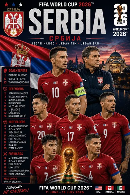 Serbia FIFA World Cup 2026 team poster