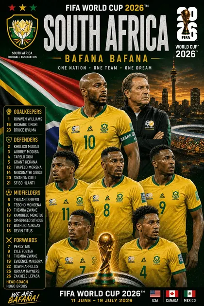 South Africa FIFA World Cup 2026 team poster