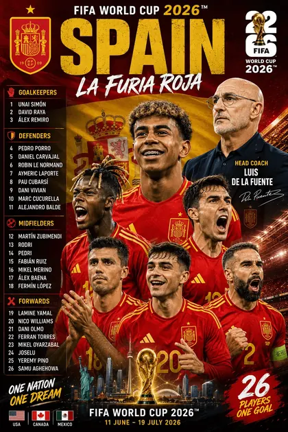 Spain FIFA World Cup 2026 team poster