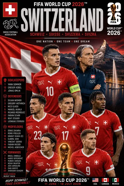 Switzerland FIFA World Cup 2026 team poster