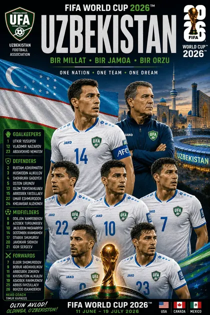 Uzbekistan FIFA World Cup 2026 team poster