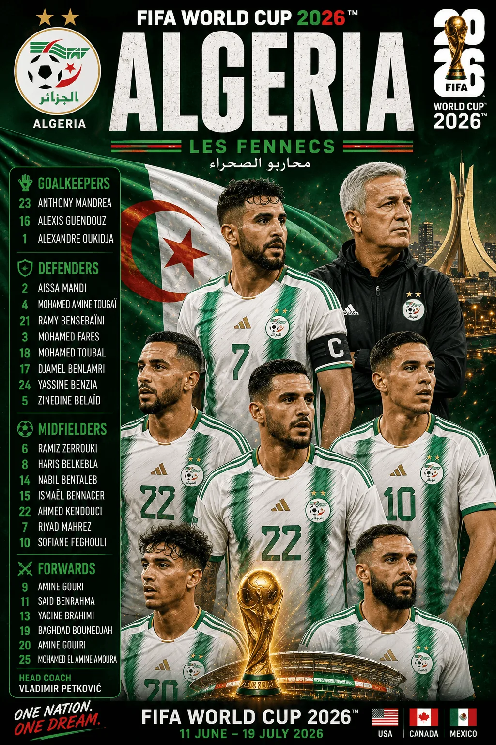 Algeria — FIFA World Cup 2026 squad poster