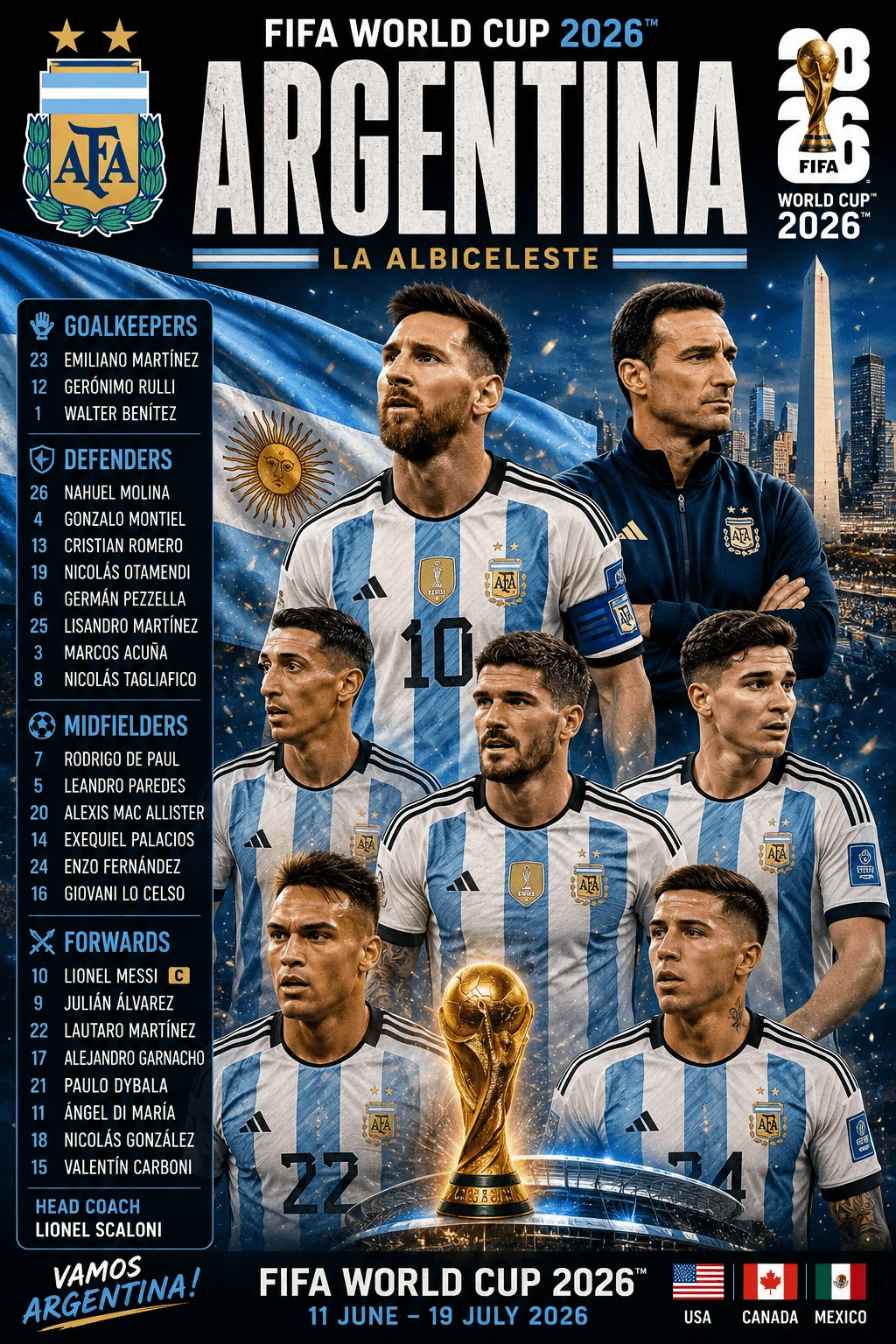 Argentina — FIFA World Cup 2026 squad poster