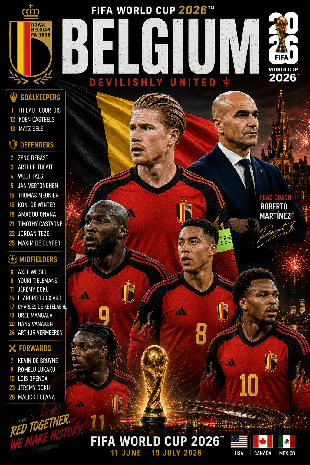 Belgium — FIFA World Cup 2026 squad poster