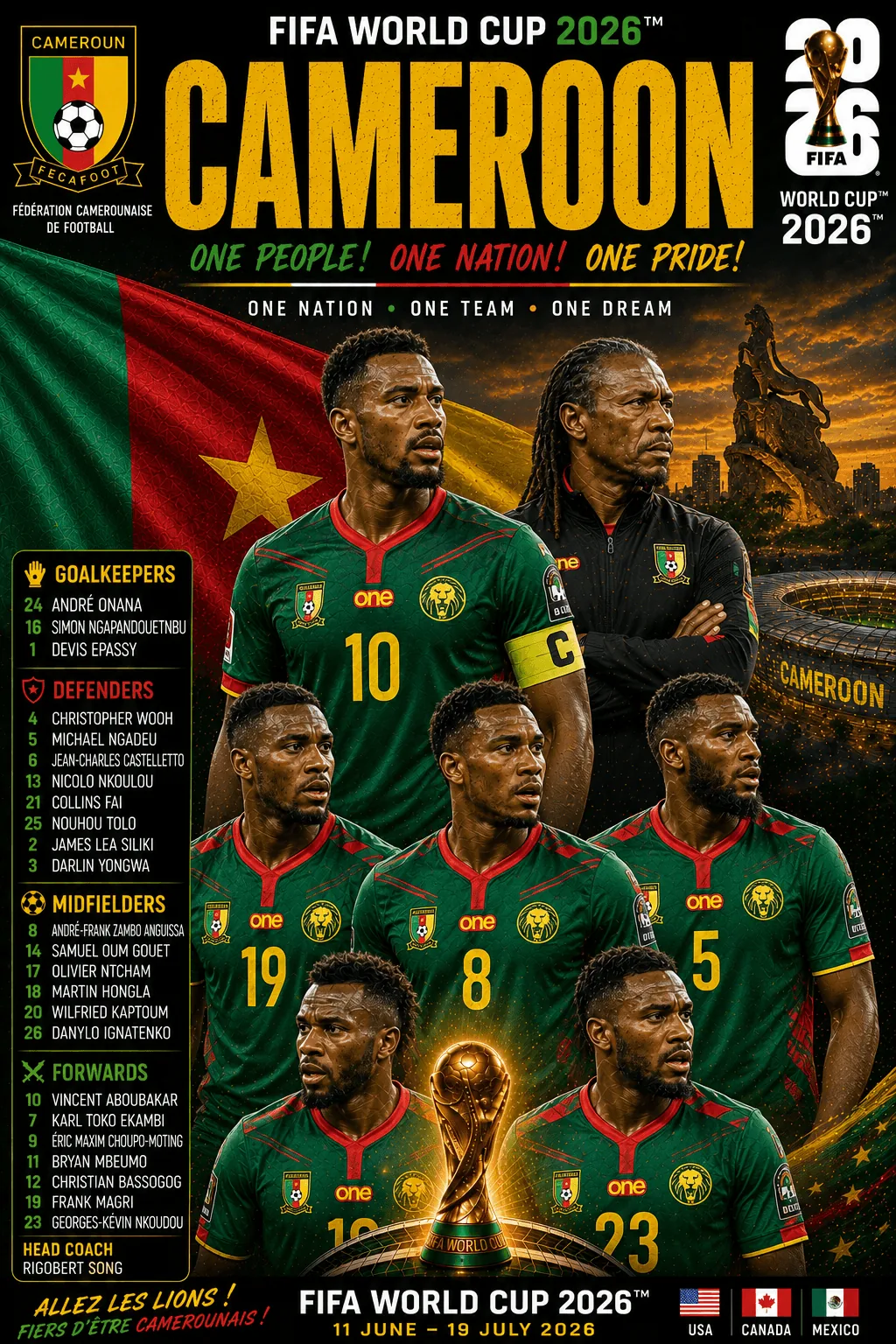 Cameroon — FIFA World Cup 2026 squad poster