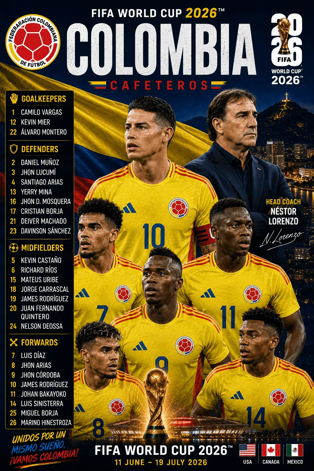Colombia — FIFA World Cup 2026 squad poster