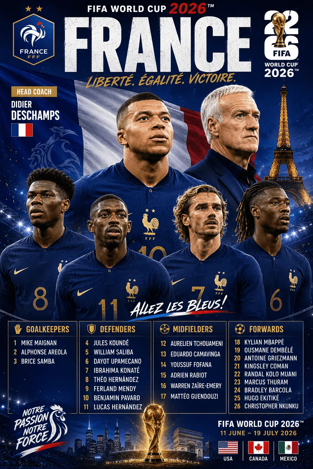France — FIFA World Cup 2026 squad poster