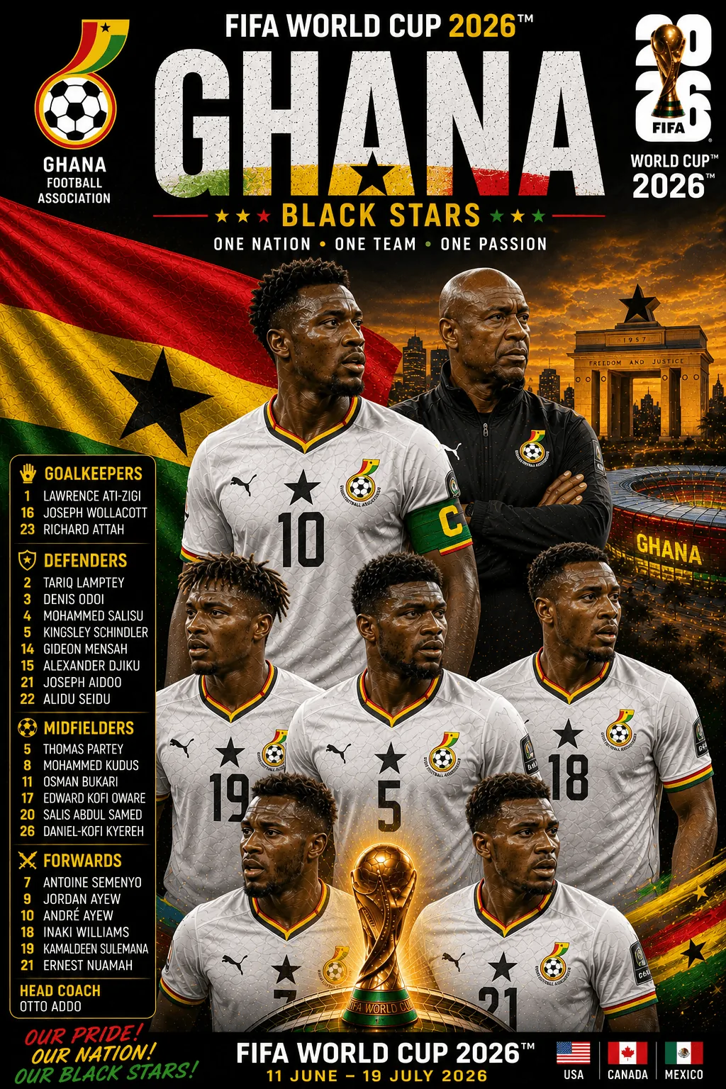 Ghana — FIFA World Cup 2026 squad poster