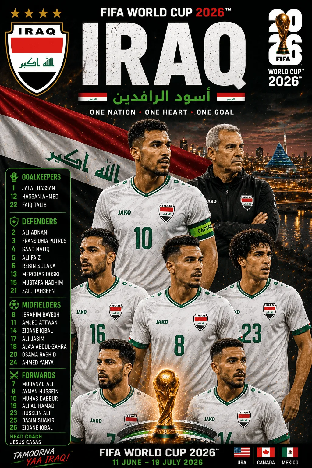 Iraq — FIFA World Cup 2026 squad poster