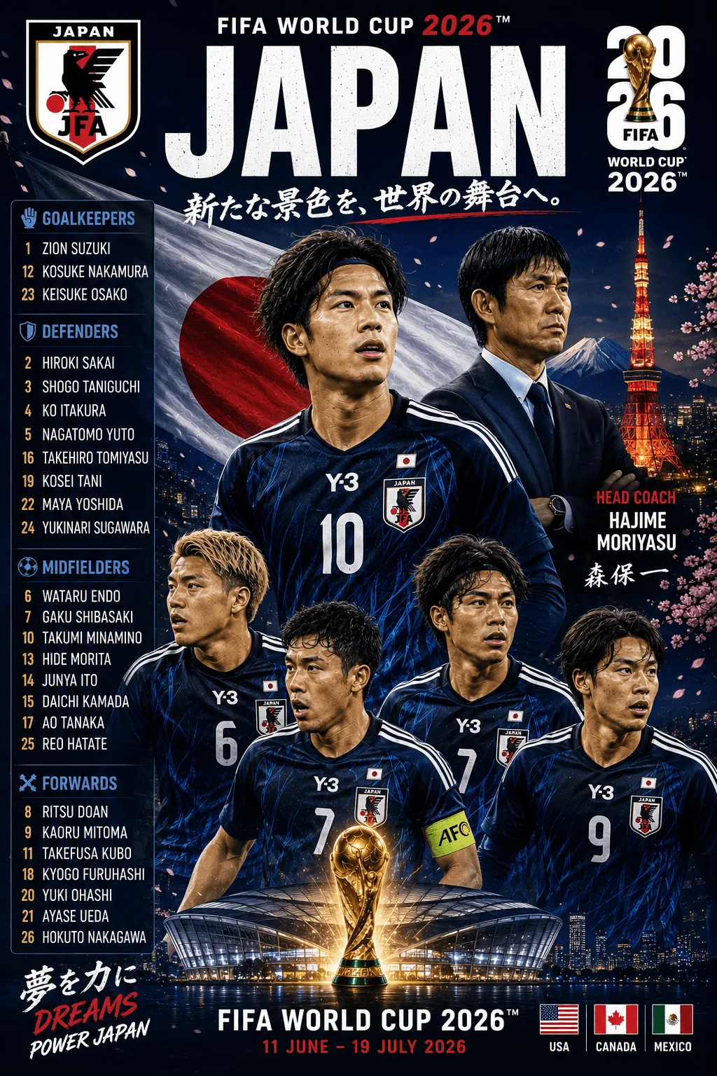 Japan — FIFA World Cup 2026 squad poster