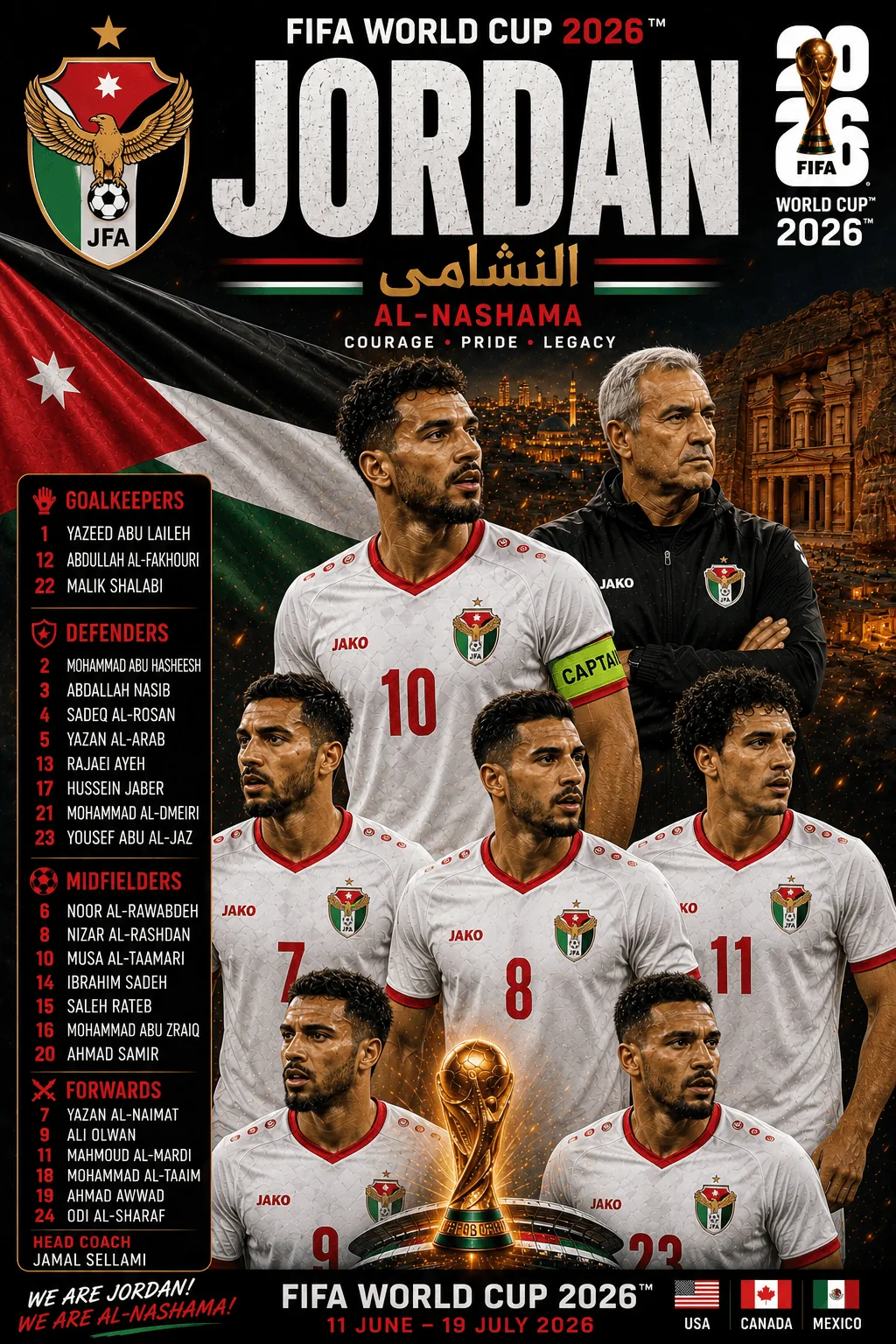 Jordan — FIFA World Cup 2026 squad poster