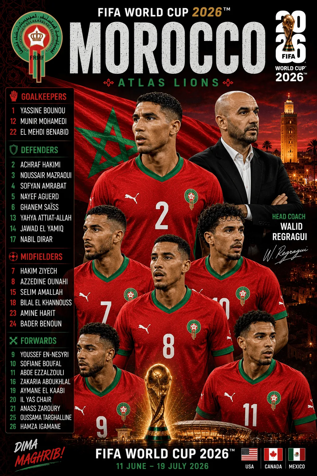 Morocco — FIFA World Cup 2026 squad poster