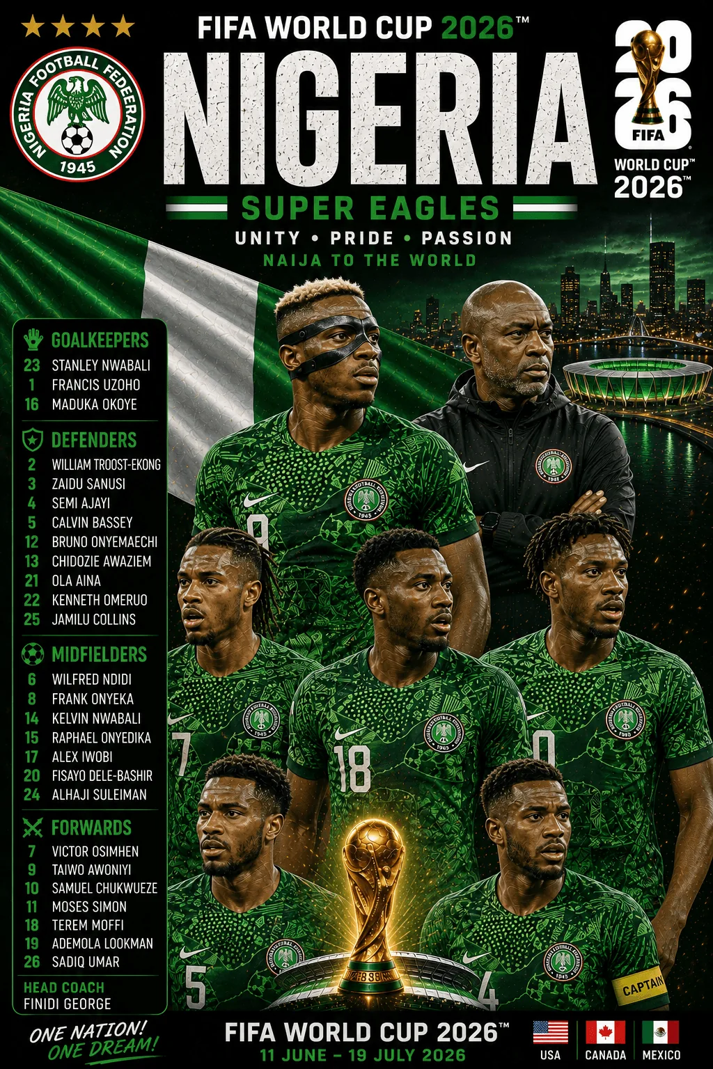 Nigeria — FIFA World Cup 2026 squad poster