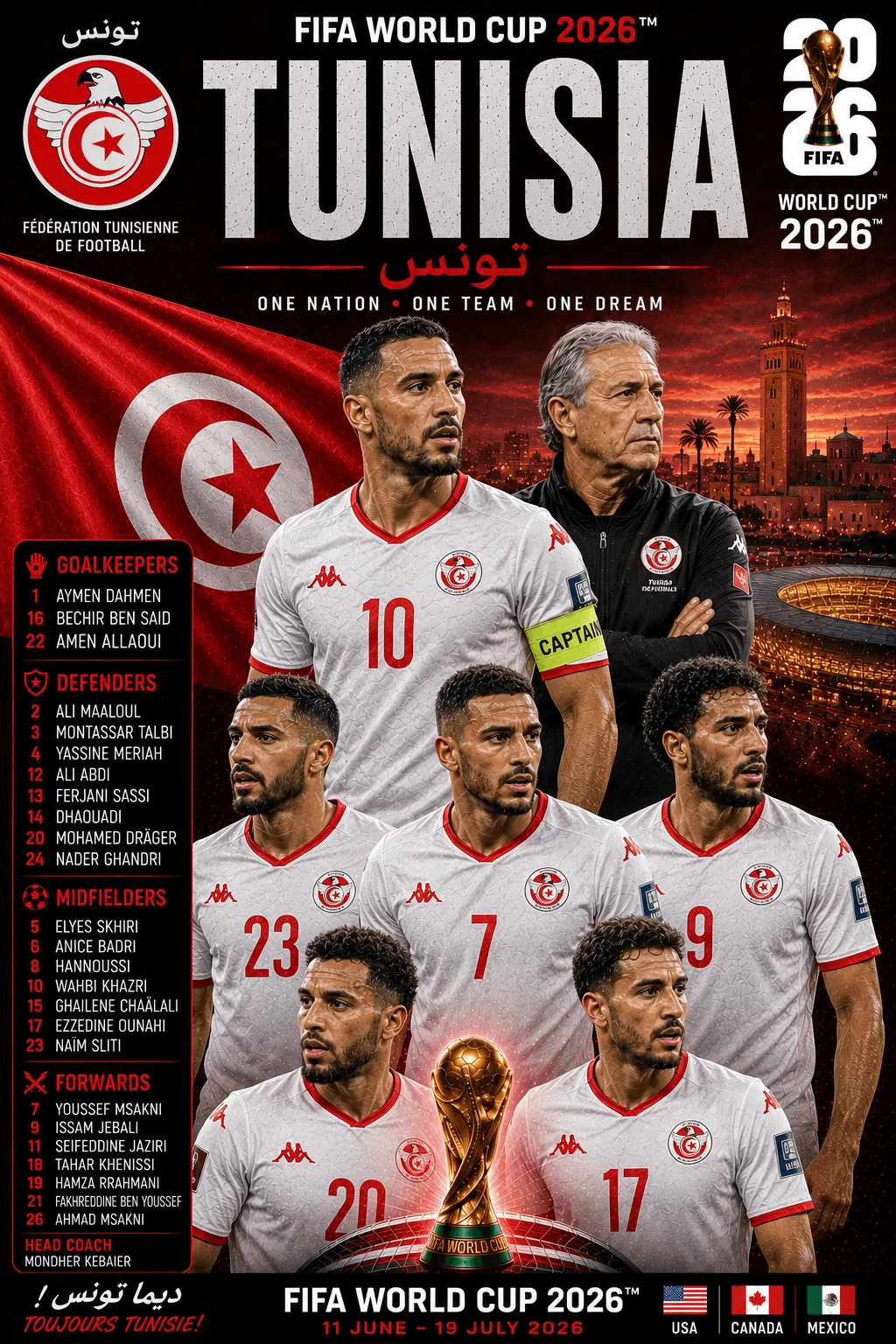 Tunisia — FIFA World Cup 2026 squad poster