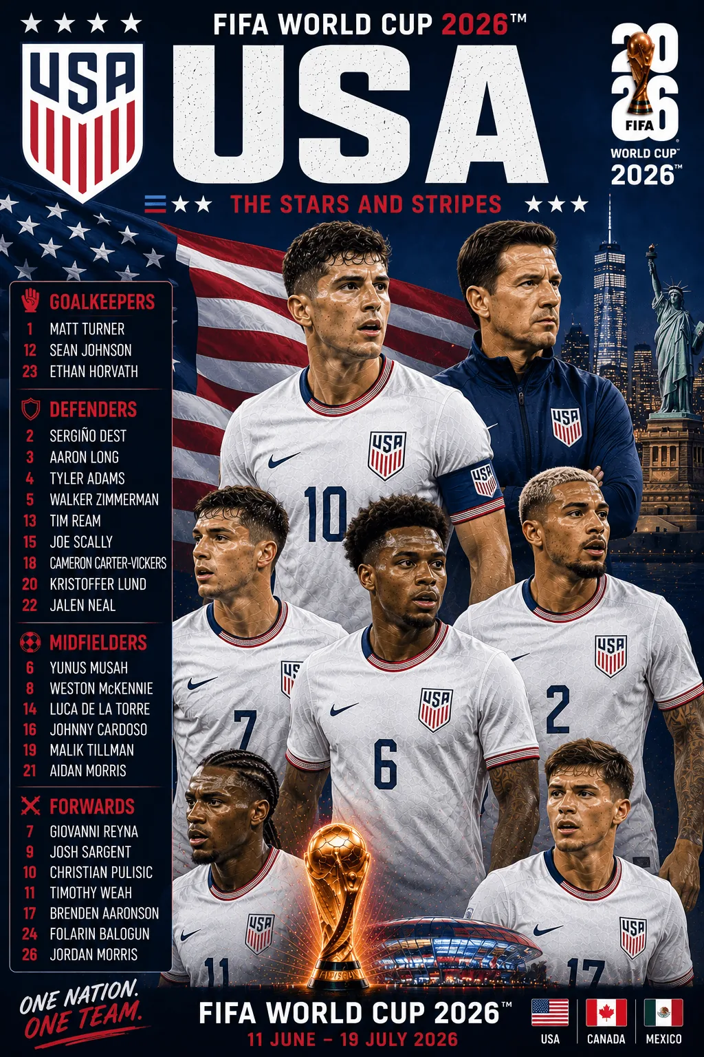 USA — FIFA World Cup 2026 squad poster